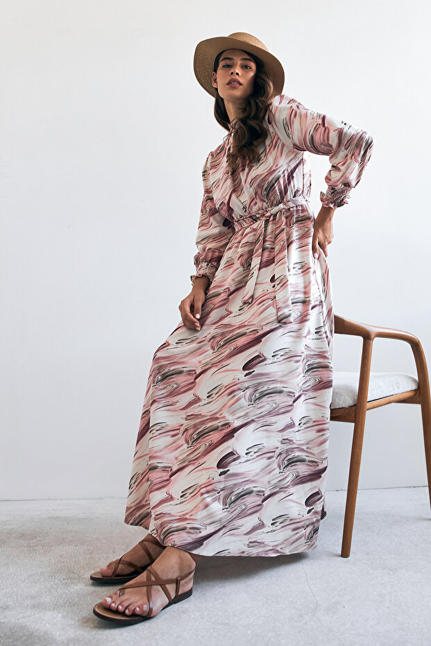 Rochie cu model Aura - Roz uscat - 4