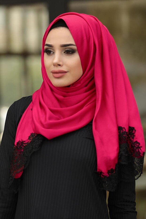 Lace Silk Look Hijab Shawl 1526