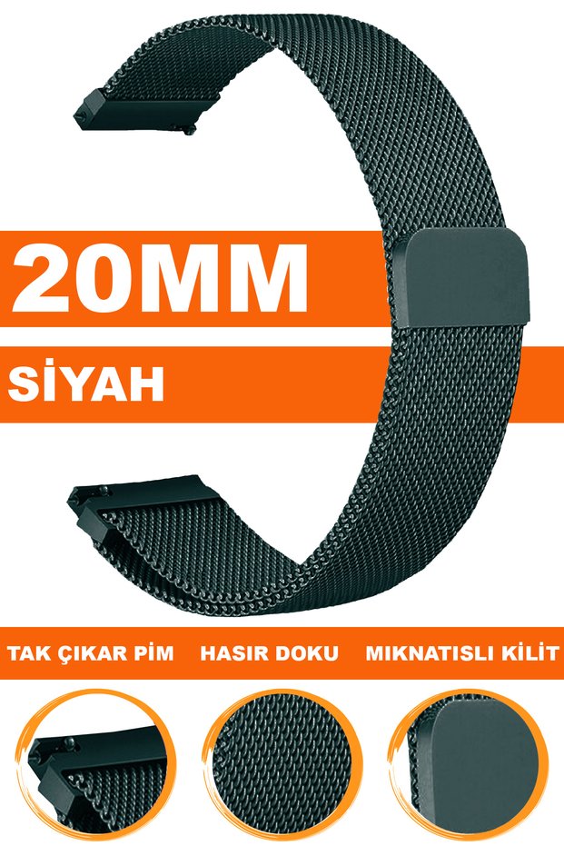 20mm Fossil-Welder-Casio-Seiko-Omega-Armani Compatible Magnetic Mesh Metal Watch Band Mıkhsr20