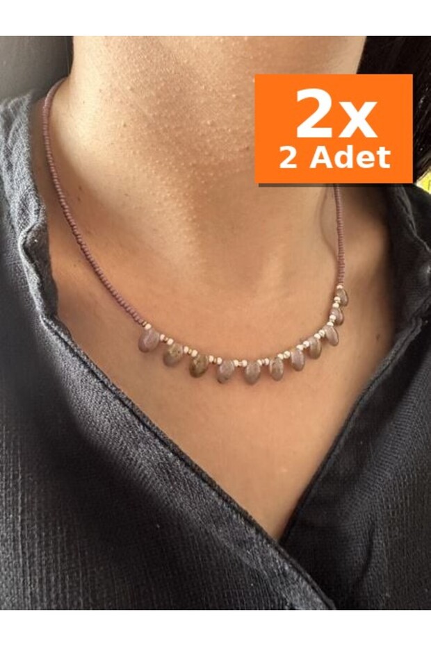 Necklace Glass Beads Minimal Elegance