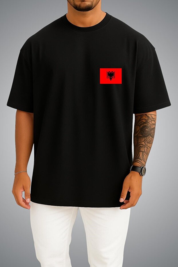 Oversize Albania Flag Pocket Printed Unisex T-Shirt