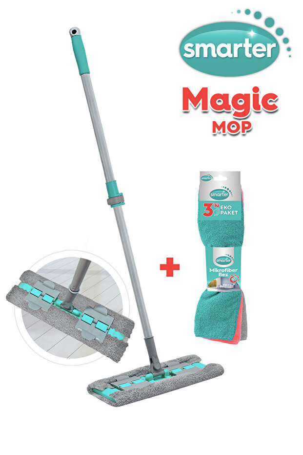 قطع قماش تنظيف من الألياف الدقيقة لممسحة Magic Mop، عدد 3 قطع، متوافقة مع نظام المشبك، لتنظيف أسطح الأرضيات