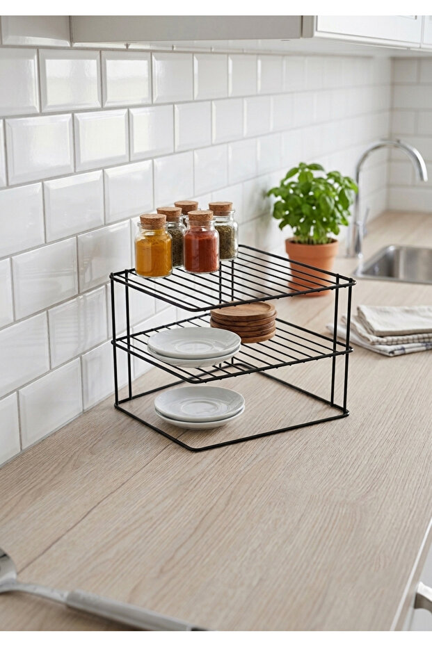 Luxury Thermoplastic Coated Black Stainless Guaranteed Plate Organizer Shelf for Cabinet Organization