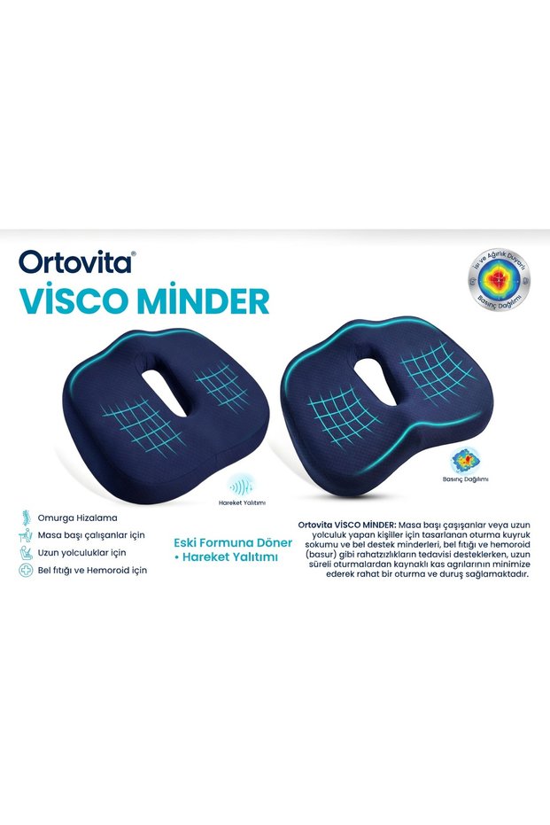 Visko New Generation Sitting Cushion Orthopedic Cushion Comfortable Posture Orthopedic