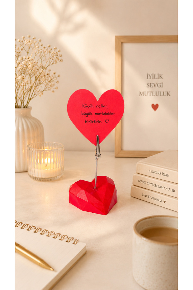 Red Crystal Heart Photo Holder Note Holder