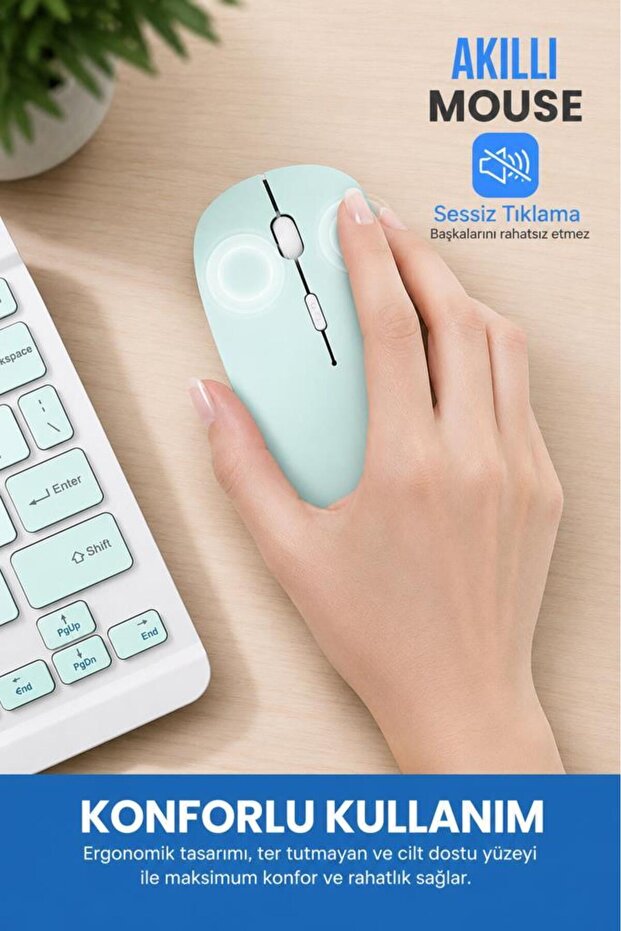 Kablosuz Klavye Mouse Seti TMK04 Mor - 6