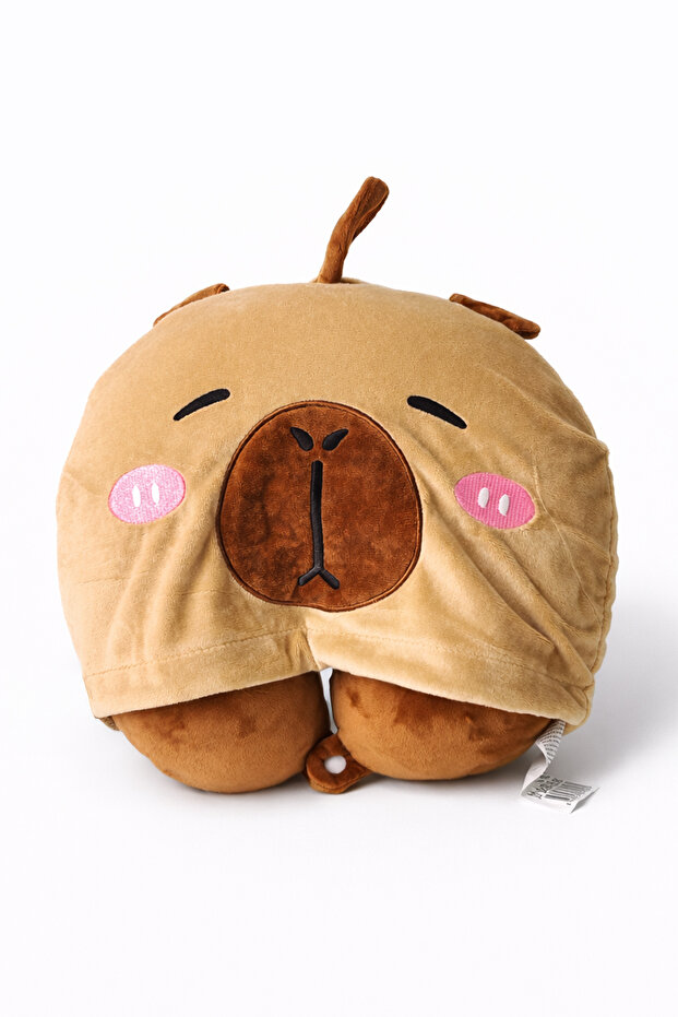 Kapibara Hooded Memory Foam Filled Travel Neck Pillow