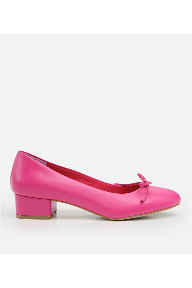 Genuine Leather Fuchsia Women's Thick Heel