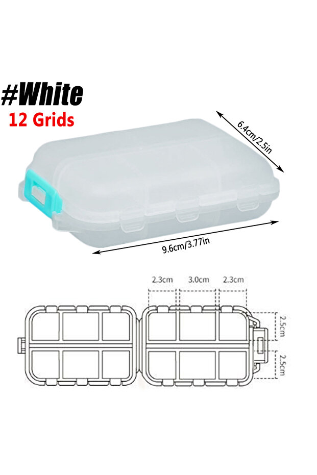 12 Grids-White 1Pcs Pill Case Portable Small Weekly Travel Pill Organizer Portable Pocket Pill Box D