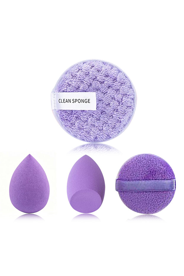 4pcs purple 33pcs beauty set makeup kit large and small beauty sponges for flawless makeup applicat