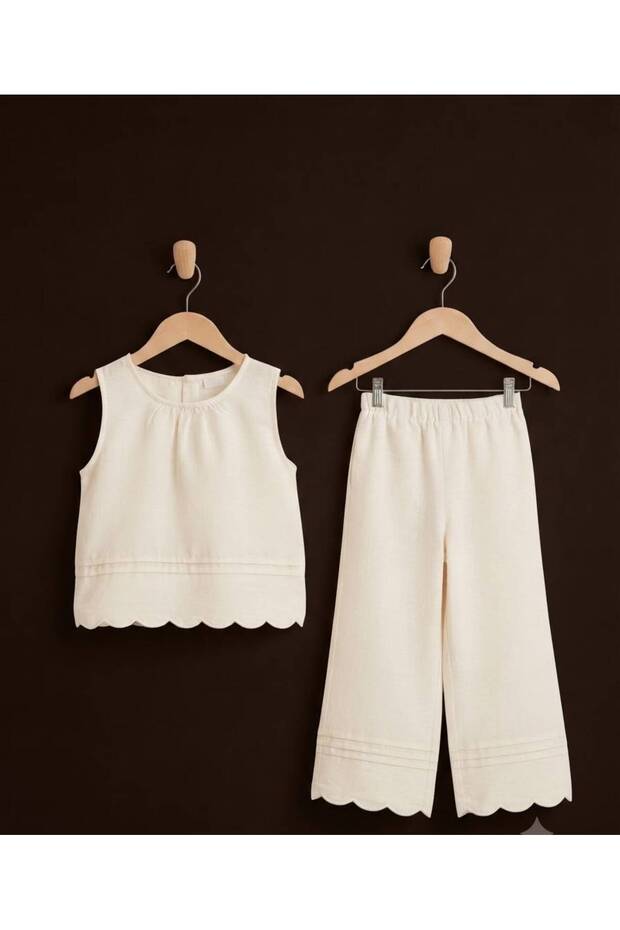 Transparent Girls' Suit with Muslin Linen Pants