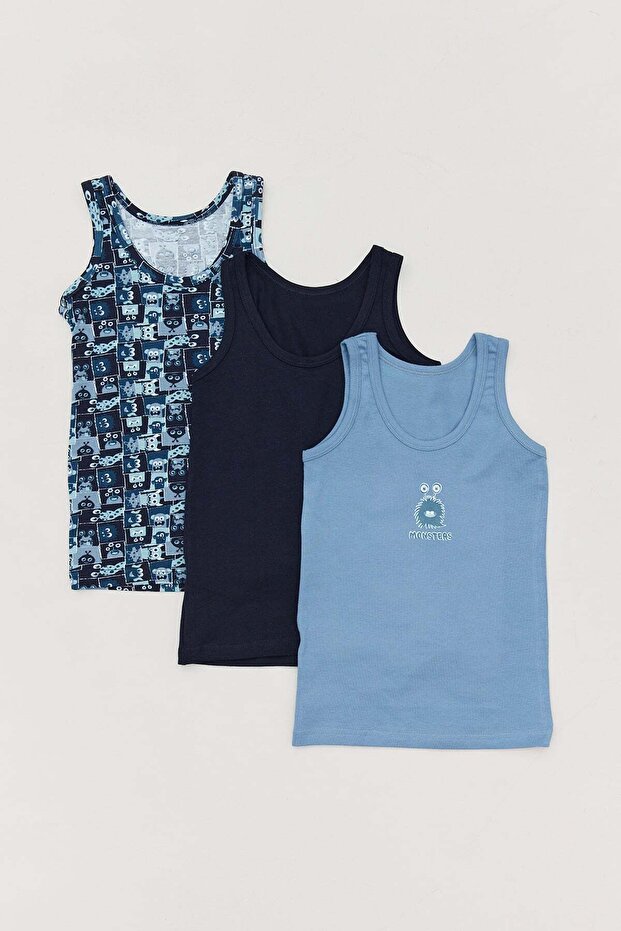 Printed Boy's 3-Piece Undershirt