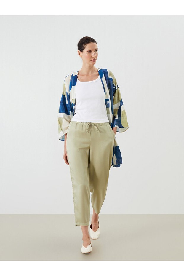 Alita City Carrot Cut Women's Trousers with Elastic Waist and Contrast Trim