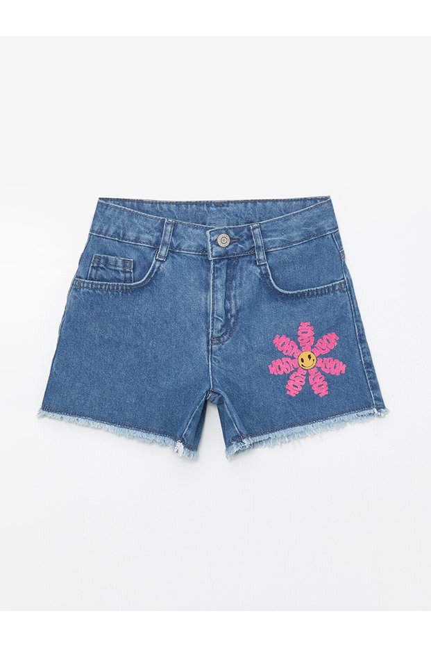 Trendlucky Girls' Jean Shorts with Flower Detail