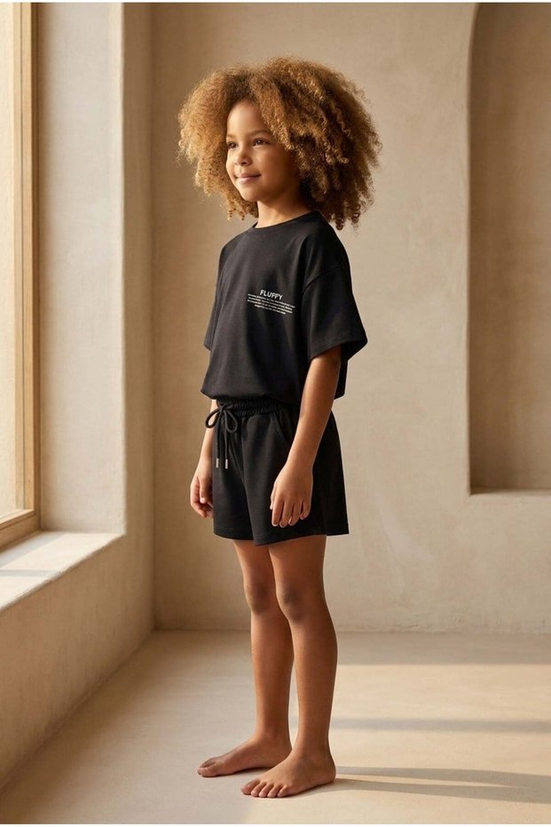 Girl's Black Colored Shorts