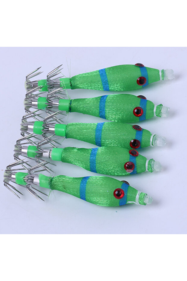 5 pcs Green 5 Pcs/Pack Luminous Squid Hooks, Artificial Simulation Software False Bait, Squid Clamp