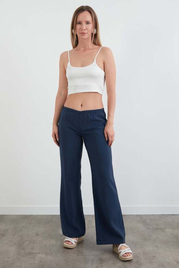 Elastic Waist Low Waist Modal Palazzo Trousers