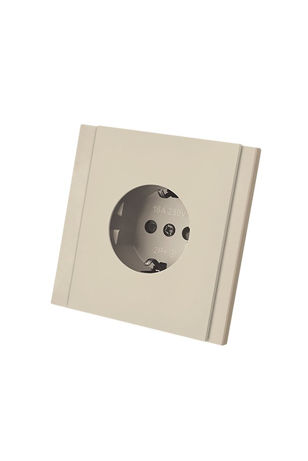 1 Socket With Ground Skin Sensation Button Light Switch 1 Gang 1 Way EU Standard On/Off Spray Plasti