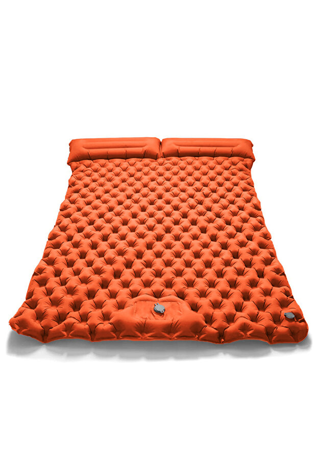 Orange Outdoor Camping Double Inflatable Mattress Extra Wide Sleeping Pad Ultralight Folding Bed Sle