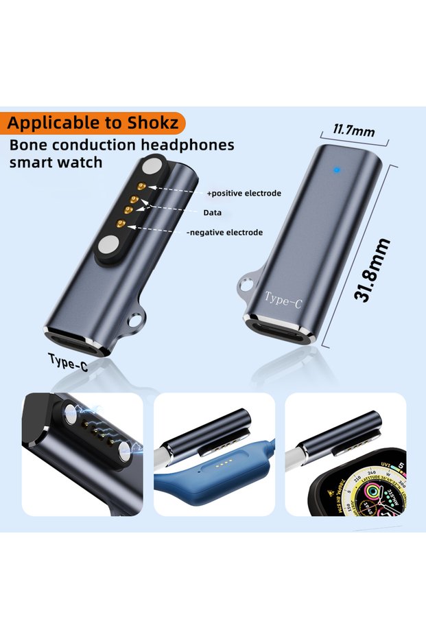 Type-C to 762 4 Suitable for Shokz Devices Bone Transfer Headset/Smart Watch Charging Adapter USB-C