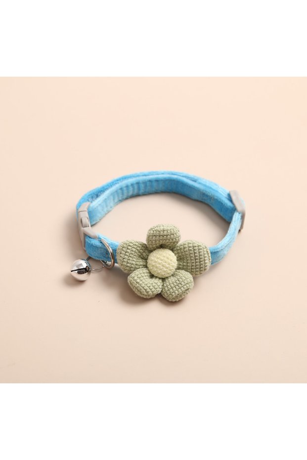 Blue 1Pc Cat Collar with Cute Flower Adjustable Buckle Cat Collar Bell Collar Cat Small Pet Suppli