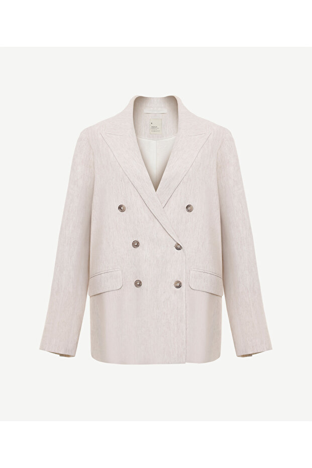 Double Breasted Closure Swallow Collar Jacket - 5