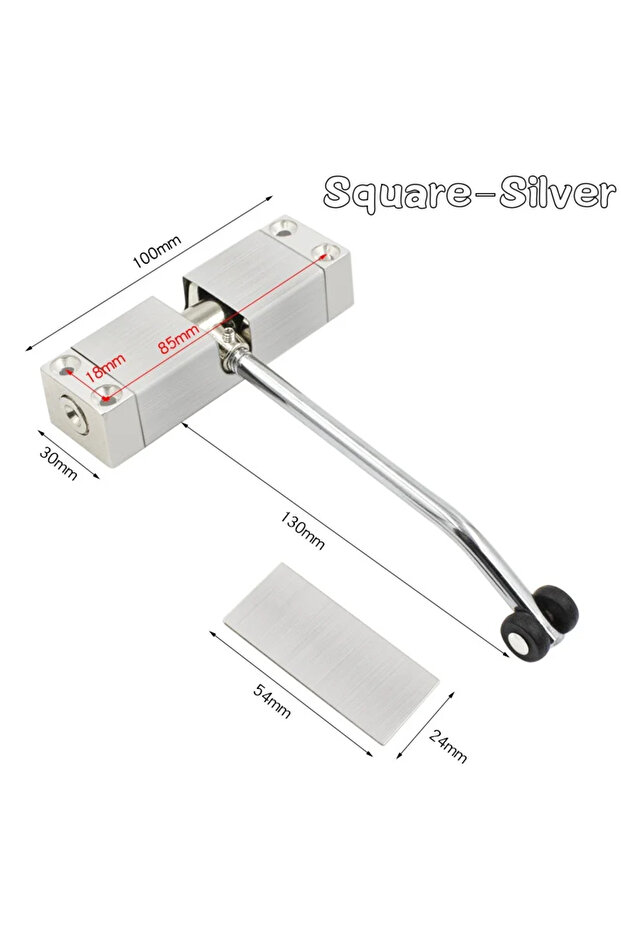 Square-Silver Spring Buffer Automatic Door Closer Adjustable Speed Door Closer Mute Soft Closing Doo