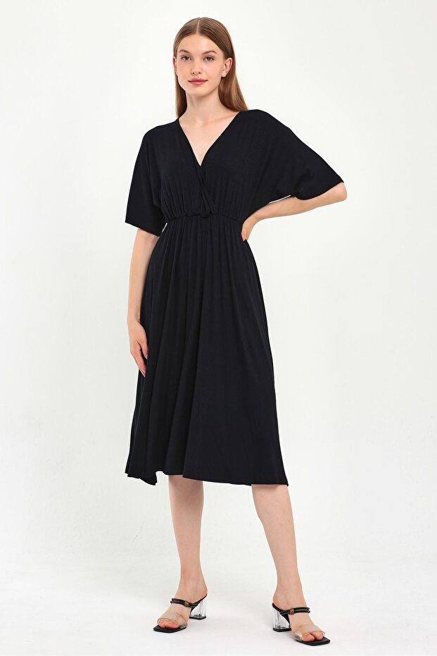 CROWACE COLLAR SIDE SLIT DRESS (B23-00132)