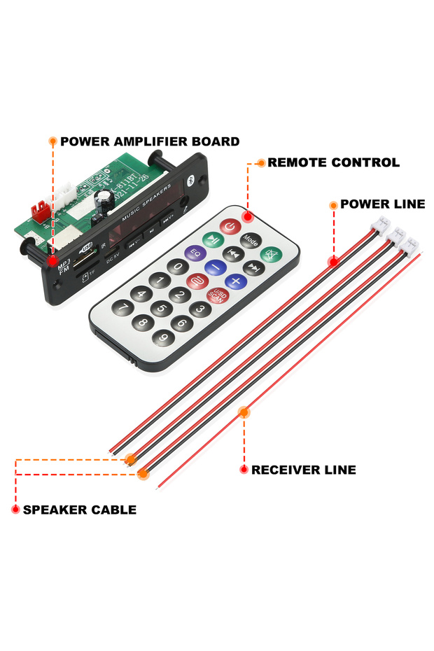 20W 60W 50W 40W Amplifier Bluetooth 5.0 DIY MP3 WAV Decoder Board DC 12V Wireless Car USB MP3 Player