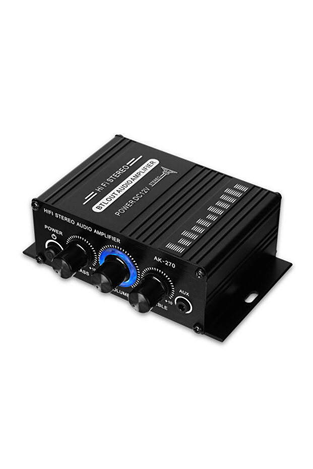 black AK270 Mini Audio 2-Channel Stereo Power Amplifier Portable Sound Amplifier AUX Input Speaker A