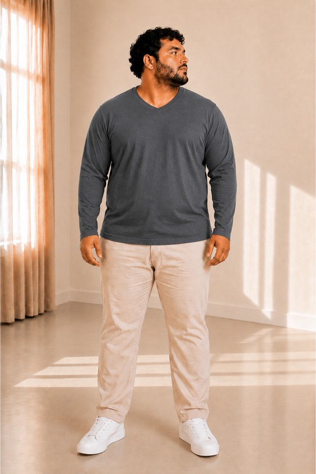 Men's Plus Size Oversize Long Sleeve V Neck T-Shirt 3XL 4XL 5XL 6XL 7XL 8XL 9XL