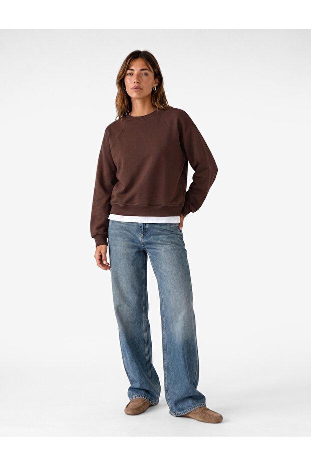 Regular Fit Three Thread Sh Fleece-Lined Long Sleeve Crew Neck Basic Sweatshirt