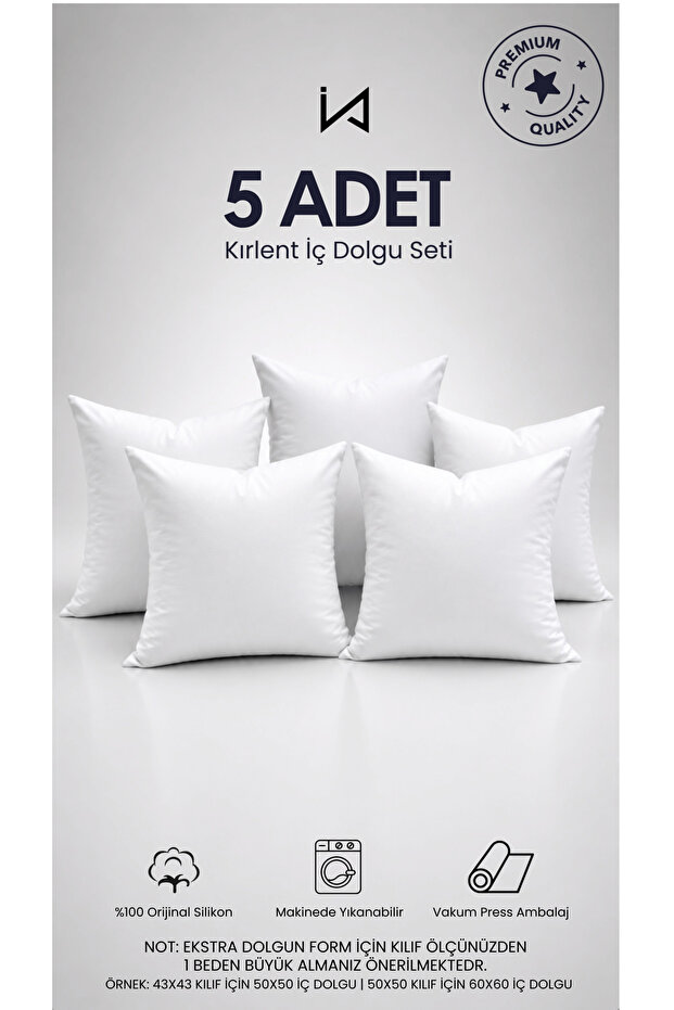 5 Pieces Premium Ultra Plump Square Throw Pillow Inner Cushion | Original Silicone Filler | Sofa Corner Cushion | Vacuum Packaging