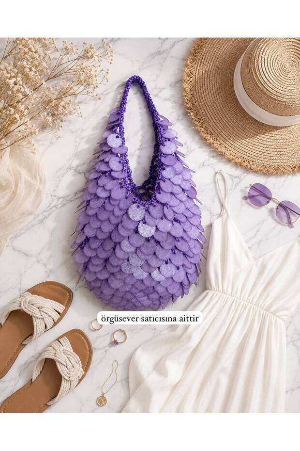 Matte Sequin Bag Purple