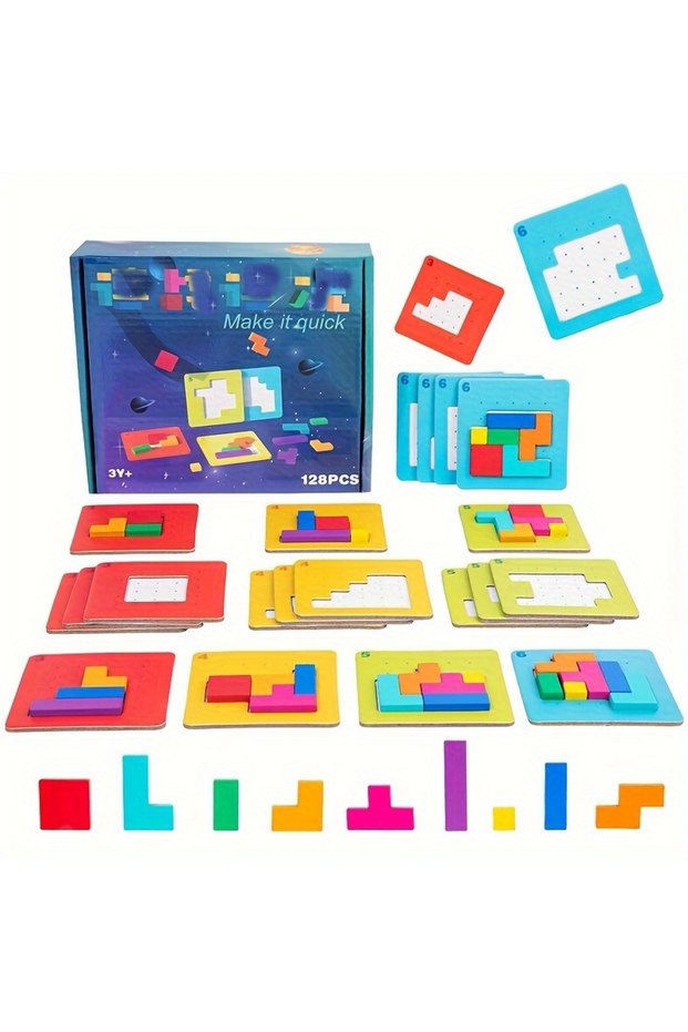 1 set 1 Set Colorful Puzzle Game Brain Teaser Toy for Kids Block Puzzle for Mind Exercise Children T