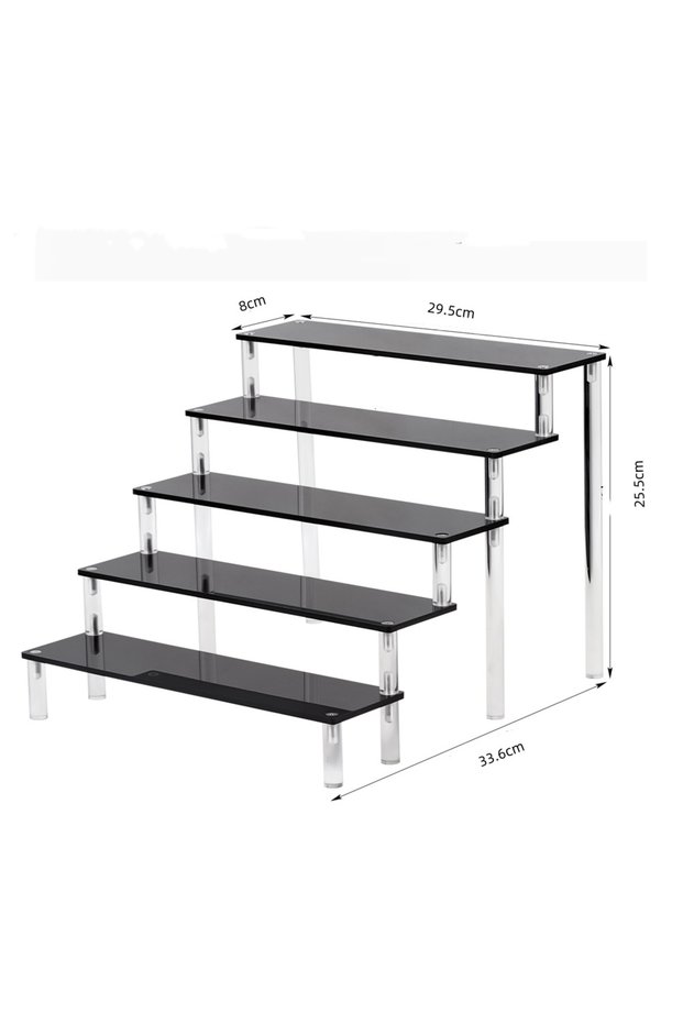 5 layer black 30cm 1-5Tier Acrylic Display Stand Durable Display Rack For Cupcake Perfume Doll Trans