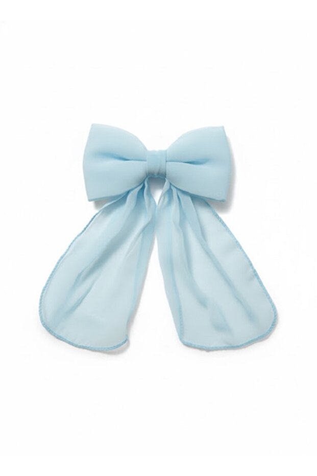Light Blue Oversized Tailored Chiffon Bow Automatic Buckle