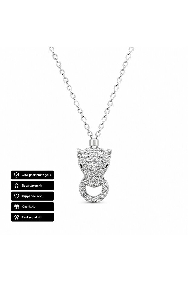 316L Stainless Steel Necklace with Panther Figure Gift Special Design