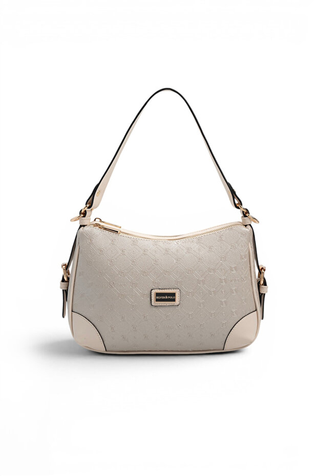 Beige - Beige Logo Women's Shoulder Bag Sp1269