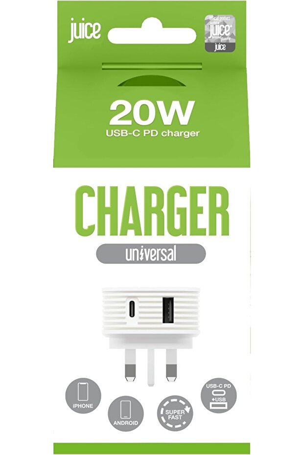 شاحن USB ثنائي المنفذ بقوة 20 واط - محول شحن سريع للحائط مع