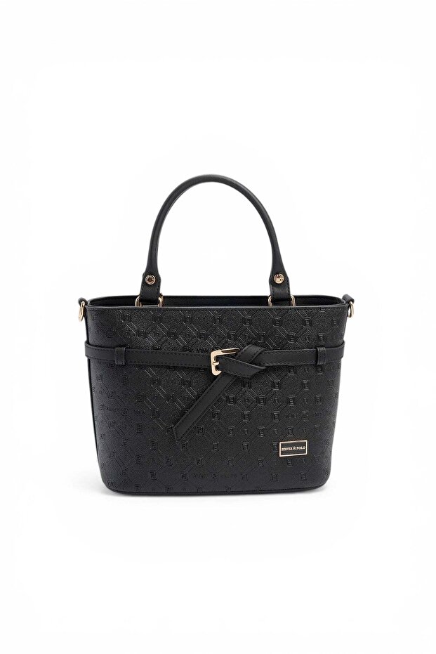 Black - Women's Handbag with Black Logo Sp1283