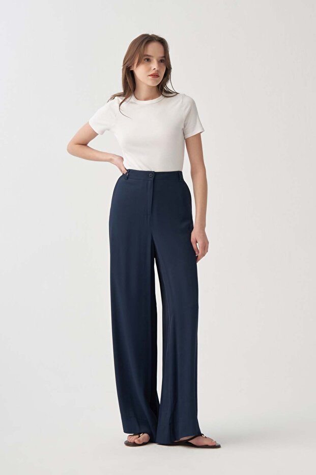 Navy Blue-Wide Leg Pants