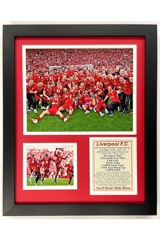 Alayra FramedLiverpool F.C. | 2024-2025 English Premier League EPL Champions | Anfield Collectible | Liverpool Football Club Memorabilia