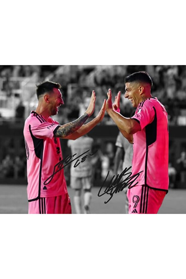Messi & Luis Suarez Signed Autograph Photo A4 Framed Football Wall Art
