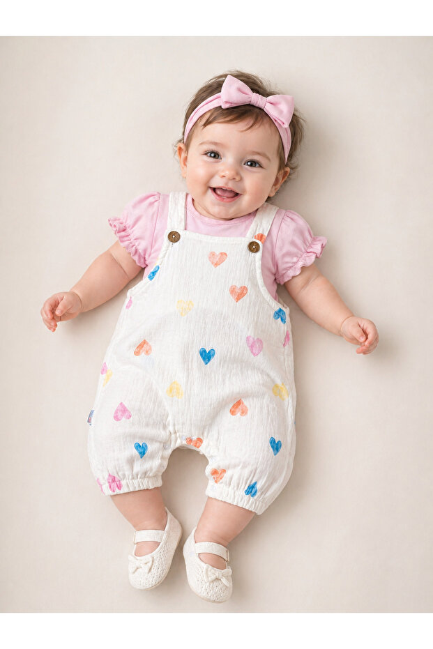Summer Heart Muslin Salopet Set – Sweet Jumpsuit Set