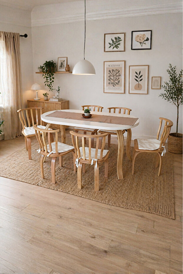 weltwood 6 Kişilik Butterfly Masa ve 6 adet İtalyan Sandalye set | %100 MDF | %100 Kayın Ağacından Ahşap Materyal