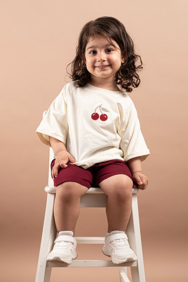 Summer Girls' Embroidered Oversize Set with Shorts, 100% Cotton, Ages 1-6