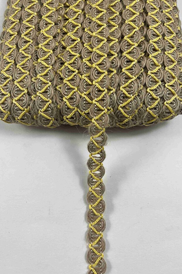 Yellow Essa Wicker Cross Design Decorative Ribbon 10 Meters Packaging Decoration Ribbon