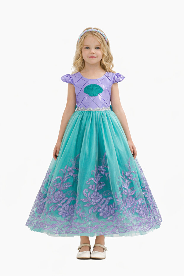 D' Daniela - Mermaid Royale Dress - Blue with Purple - 3Y to 10Y
