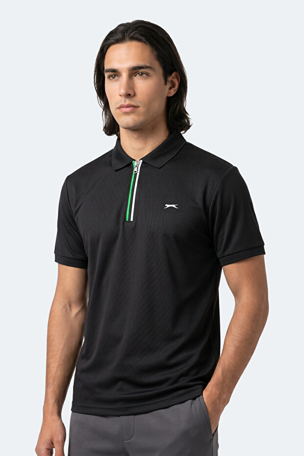 Kenshin Men's Polo Collar Black T-Shirt